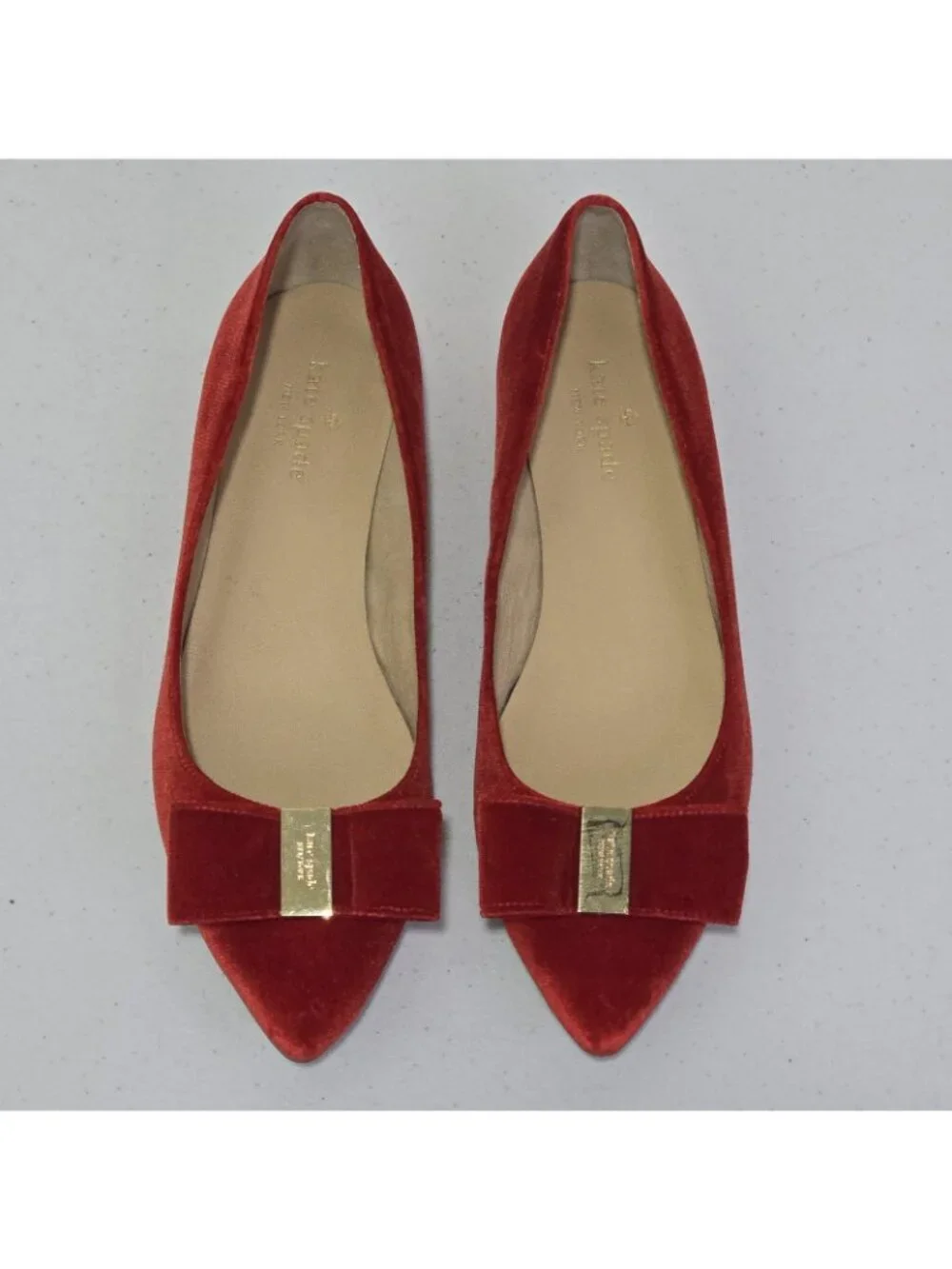 Kate Spade New York Emmie Red Velvet Pointed Toe Flats Women's 7.5 M